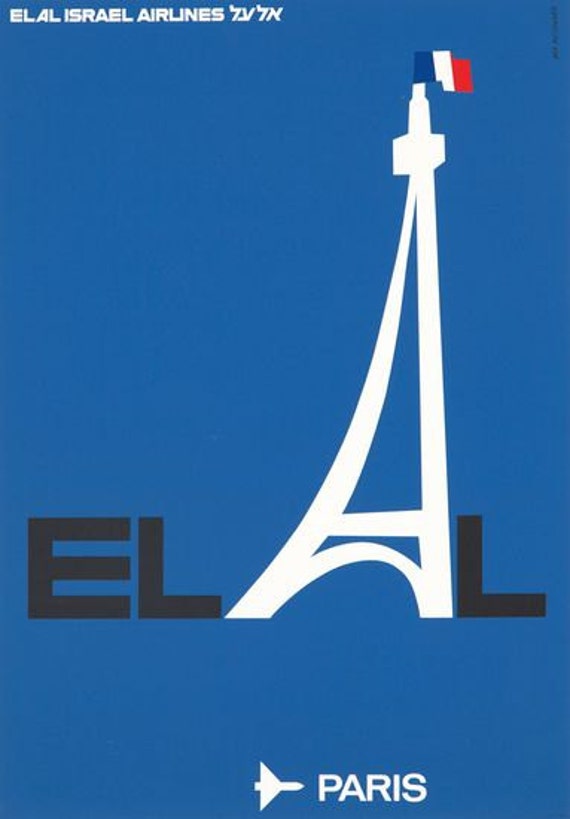 Vintage El Al Flights to America Israeli Airline Poster A3 Print
