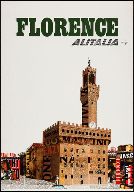 Affiche Ancienne / Reproduction Alitalia - Compagnie Aérienne Italienne - Formats A4, A3, A2, A1