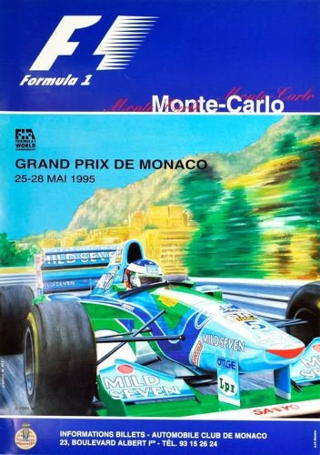 Vintage 1995 Monaco Grand Prix Poster A3 Print - Etsy