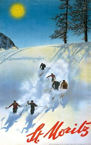 Vintage Saint Moritz Skiing Switzerland Tourism Poster A3 Print - Etsy