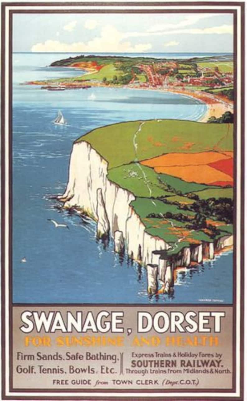 1930's Southern Railways Swanage Dorset Railway Poster A3 Etsy