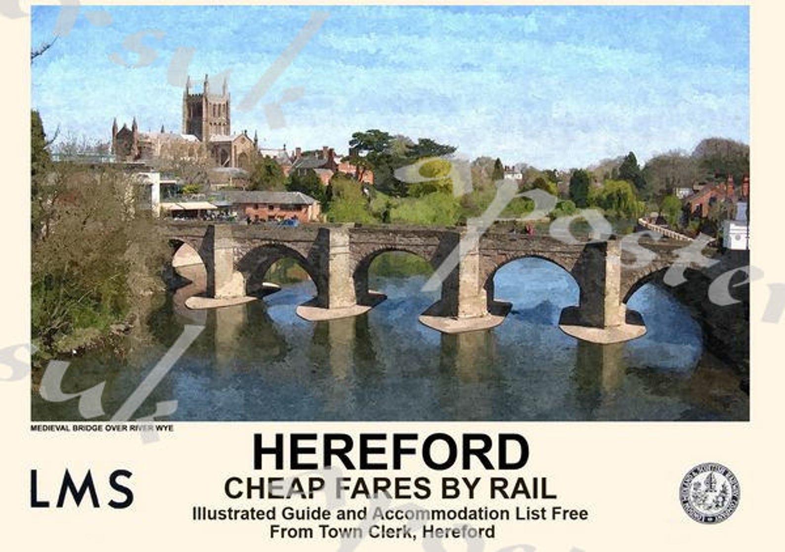 Vintage Style Railway Poster Hereford A3/A2 Print Etsy
