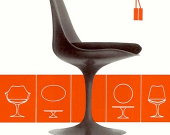 Vintage 1950's Knoll Furniture Eero Saarinen Tulip Chairs Mid Century Advertisement A3 Poster Reprint