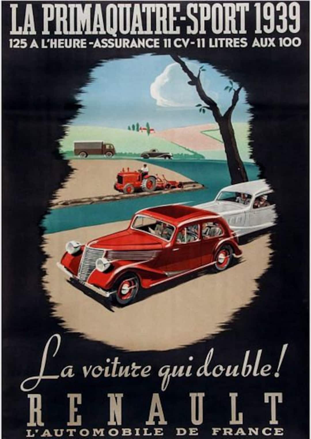 Vintage 1939 Renault Advertisement Poster A3 Print - Etsy
