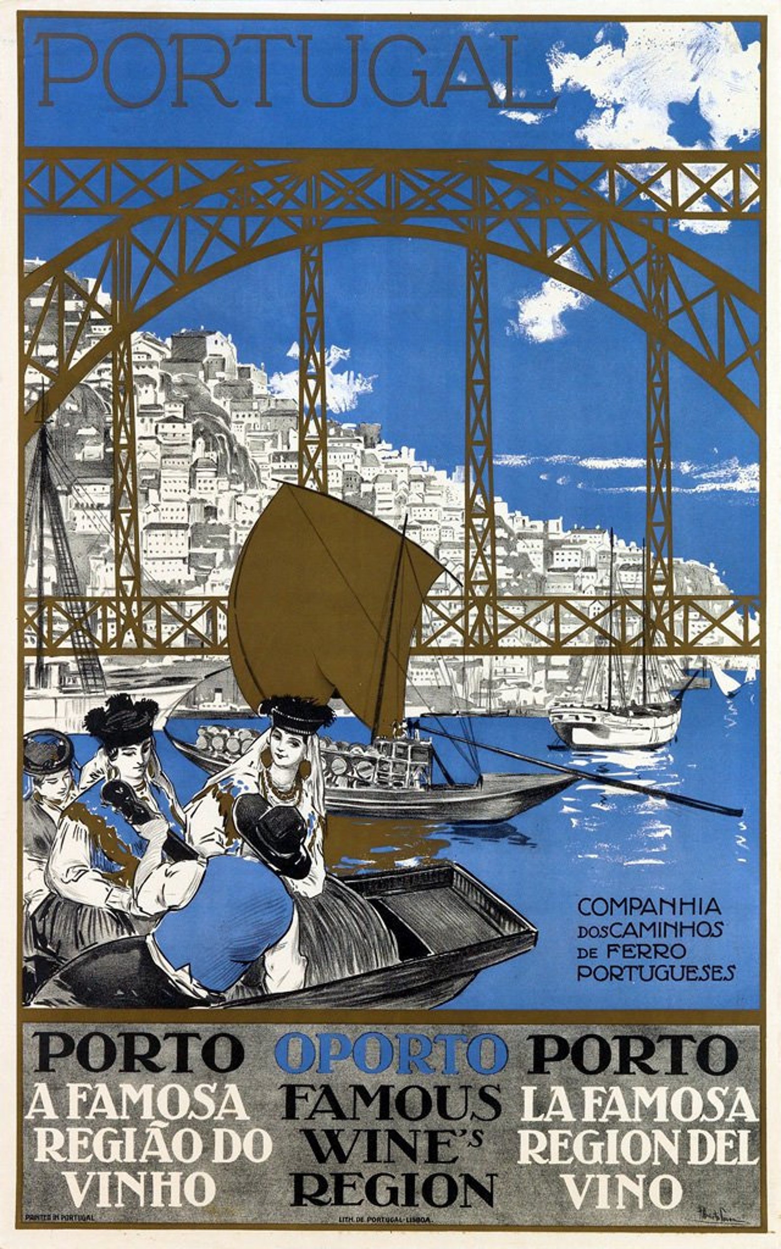 Vintage Porto Portugal Cartel de Turismo A3 Impresión Etsy España