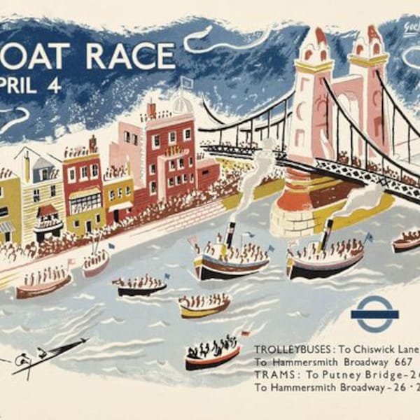 Vintage 1936 University Boat Race Poster   A3/A2/A1 Print