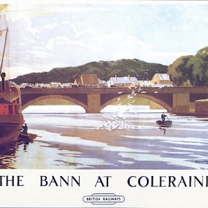 Vintage British Rail Coleraine Northern Ireland Railway Poster A3/A2/A1 Print