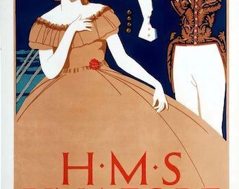 Vintage Gilbert and Sullivan HMS Pinafore Opera Poster Print A3/A4
