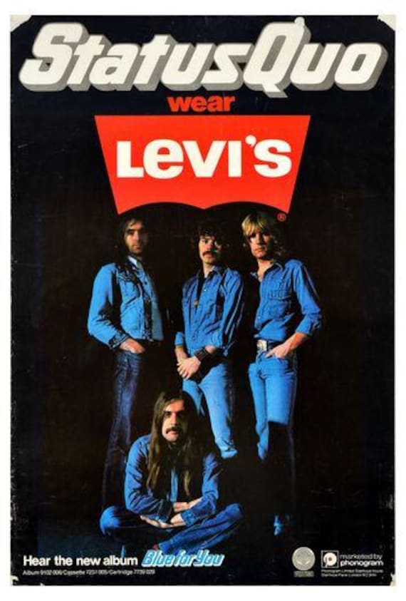 Vintage Status Quo Levi Jeans Blue for You Advertisement Poster