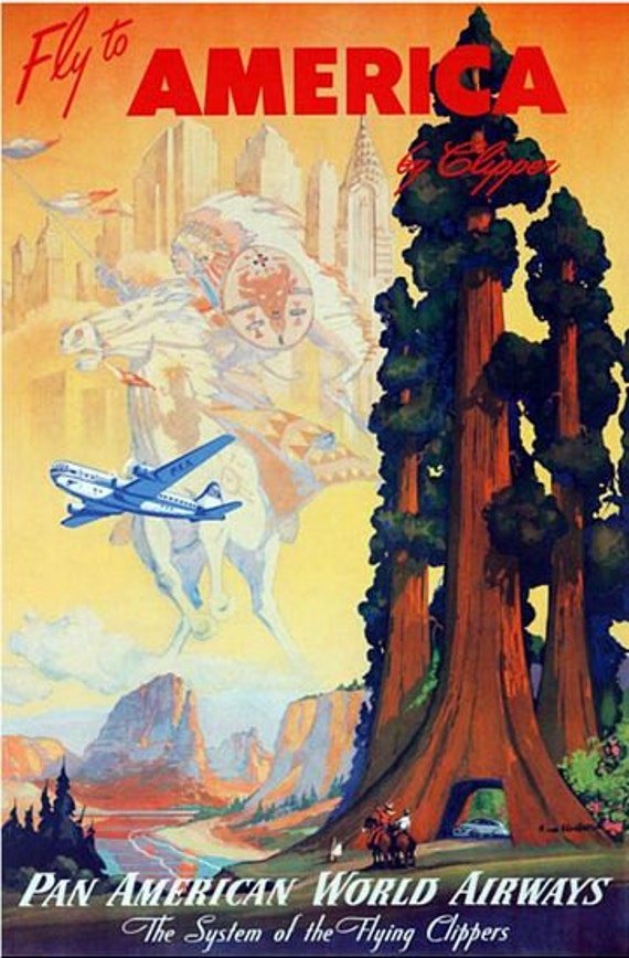 Vintage Pan Am Flights to The Caribbean Airline Poster A3 Print