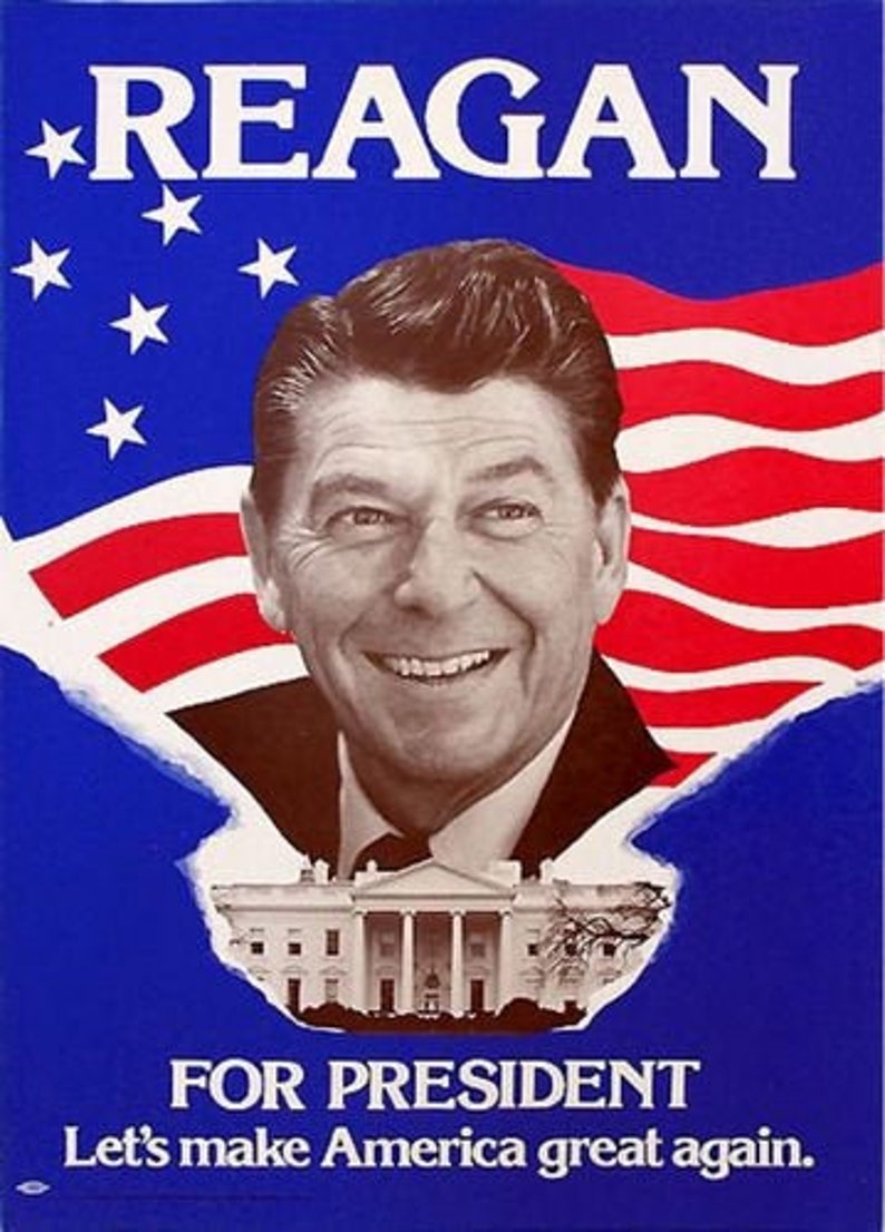 Vintage Ronald Reagan Us Presidential Election Poster A3 Print Etsy