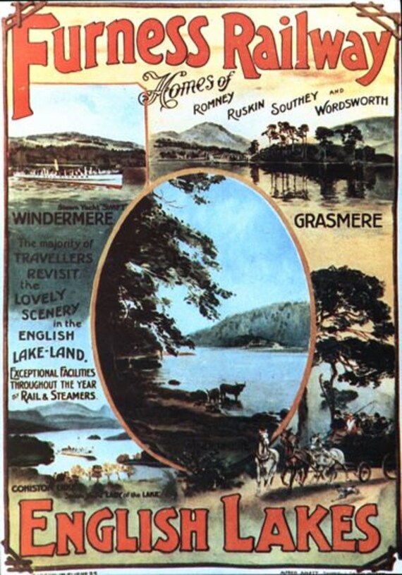 Vintage Furness Railway Lake District Poster A3 Print Etsy