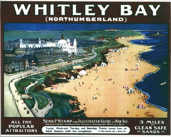British Rail Whitley Bay Lighthouse Railway Poster A3//A2 Print