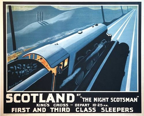 Vintage Lner Noche Escoces De Kings Cross Cartel Del Etsy Espana