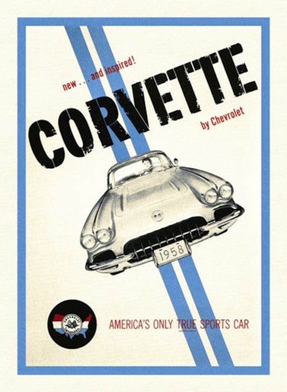 Vintage 1950's Corvette Automobile Car Racing Advertisement A3