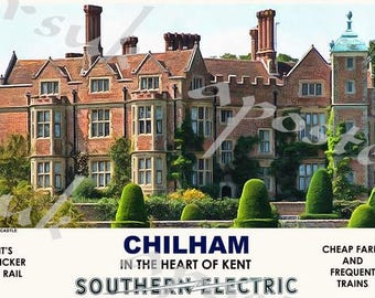 Vintage Style Railway Poster Chilham Kent A3/A2 Print