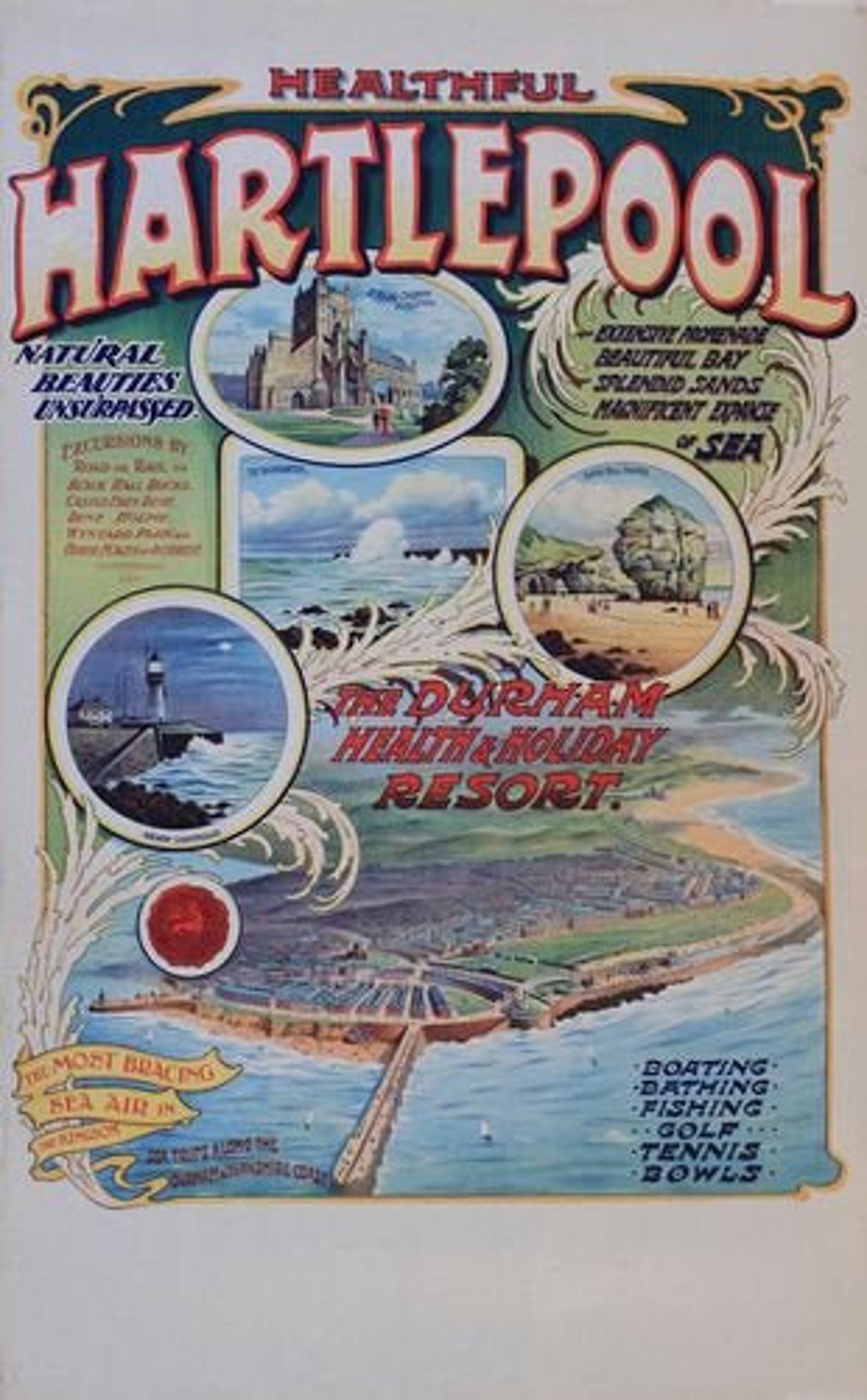 vintage hartlepool travel poster