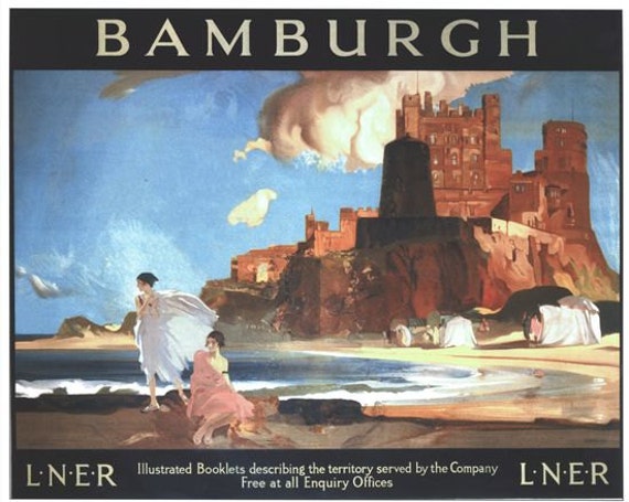 Vintage LNER Northumberland Bamburgh Castle Railway Poster A3 A2 Reprint