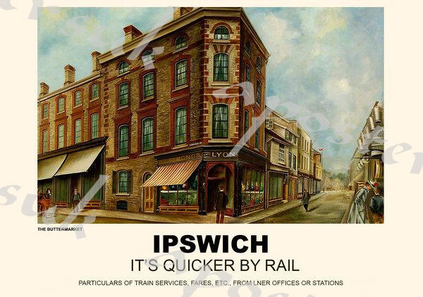 Ipswich 2 British Railway Old Retro Vintage Rail Advert Manor Picture Poster
