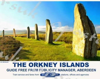 Vintage Style Railway Poster The Orkney Islands  A3/A2 Print