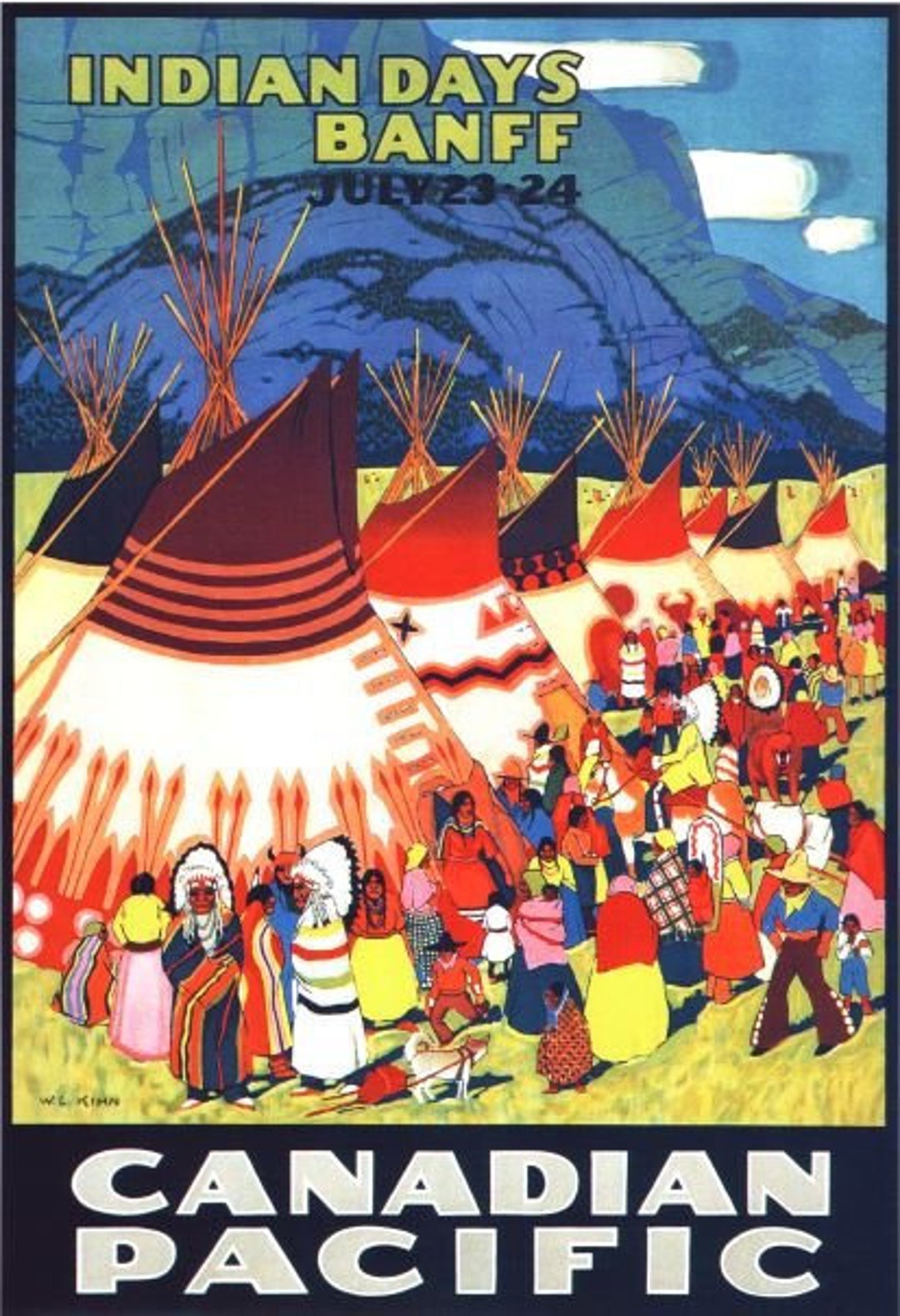 Vintage Canadian National Railways Banff Indian Days Tourism