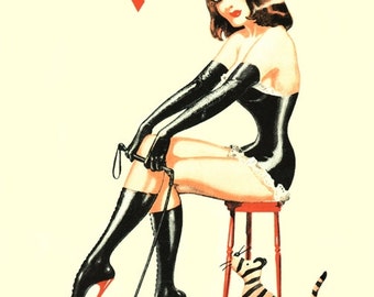 Vintage 1940&#39;s Bizarre Fetish Magazine Cover No.2 Art A3  / A2 Poster Reprint