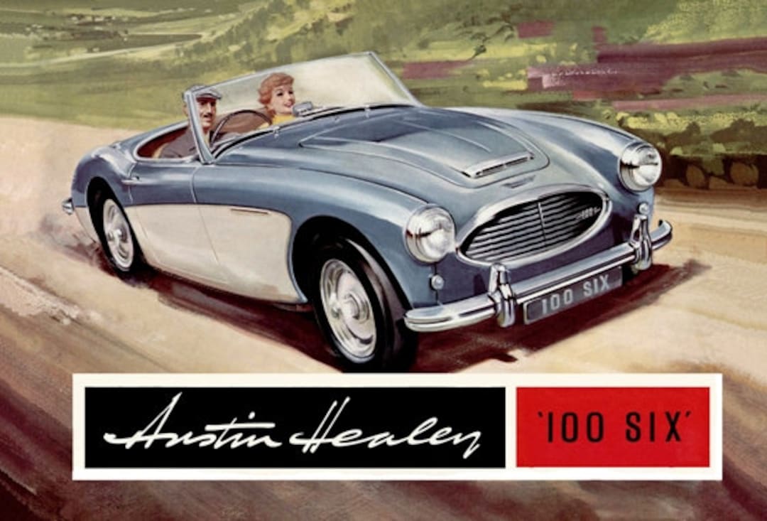 Vintage 1950's Austin Healey 100-six 6 Convertible Automobile Car