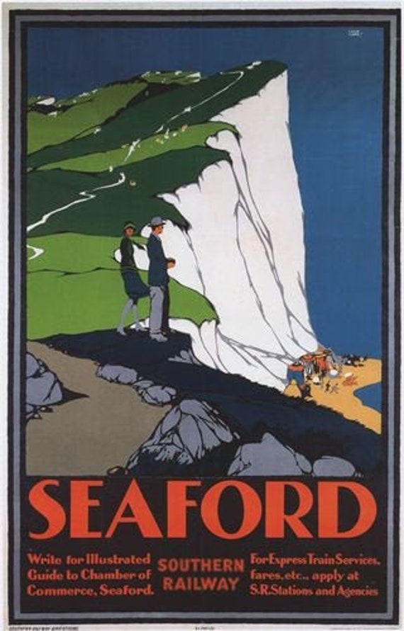 Vintage Seaford Art Print Railway Travel Poster A1/A2/A3/A4! 