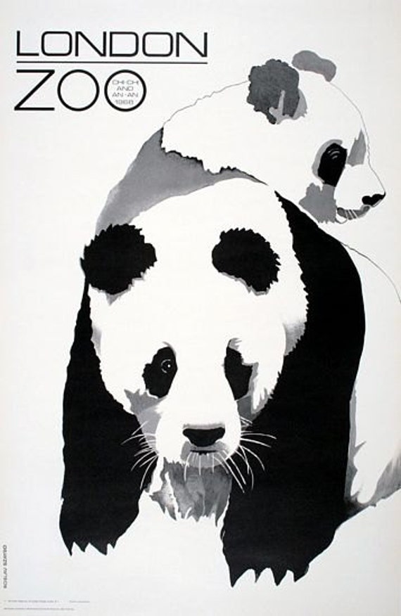Vintage London Zoo Panda Poster A3 Print Etsy