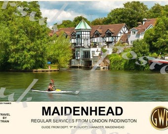 Vintage Style Railway Poster Maidenhead A3/A2 Print