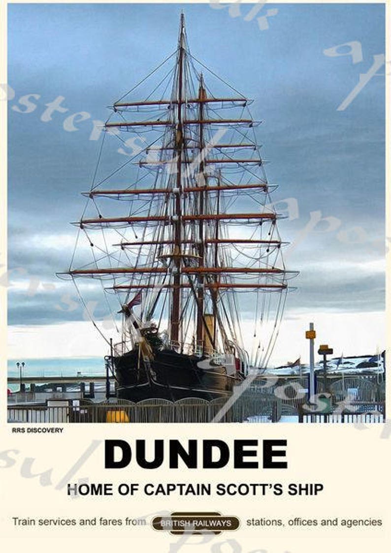 Vintage Style Railway Poster Dundee RRS Discovery A3/A2 Print Etsy