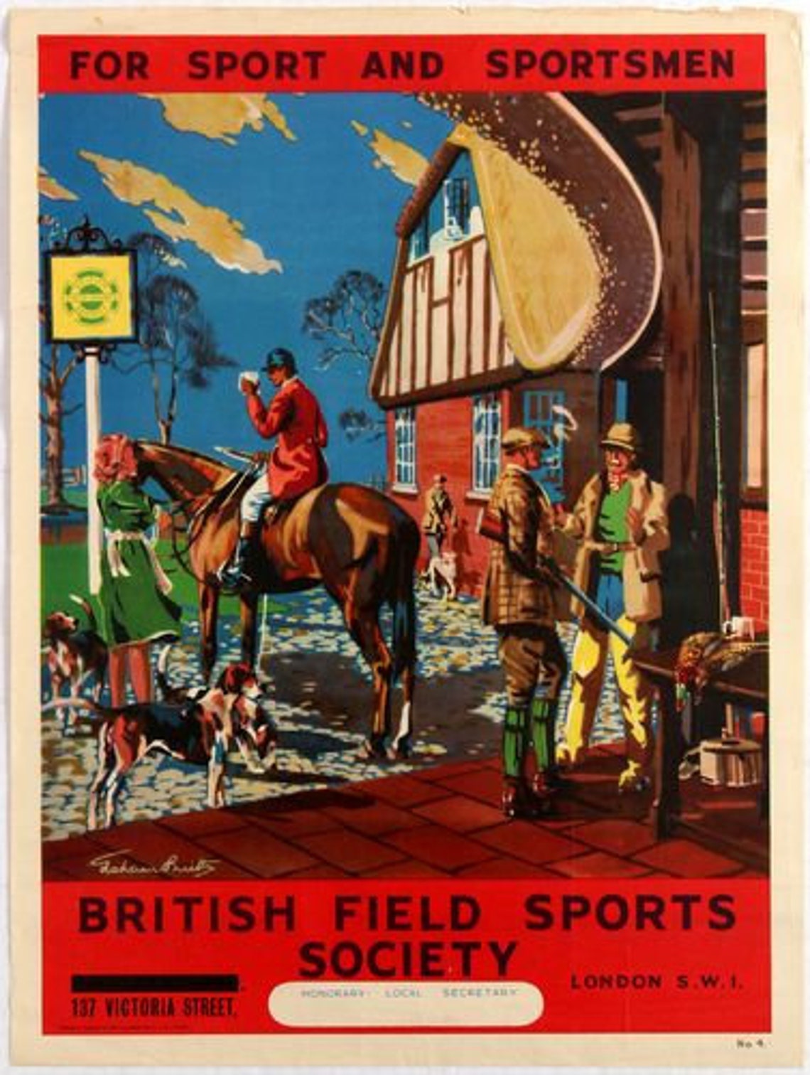 Vintage British Field Sports Society Fox Hunting Poster Etsy UK