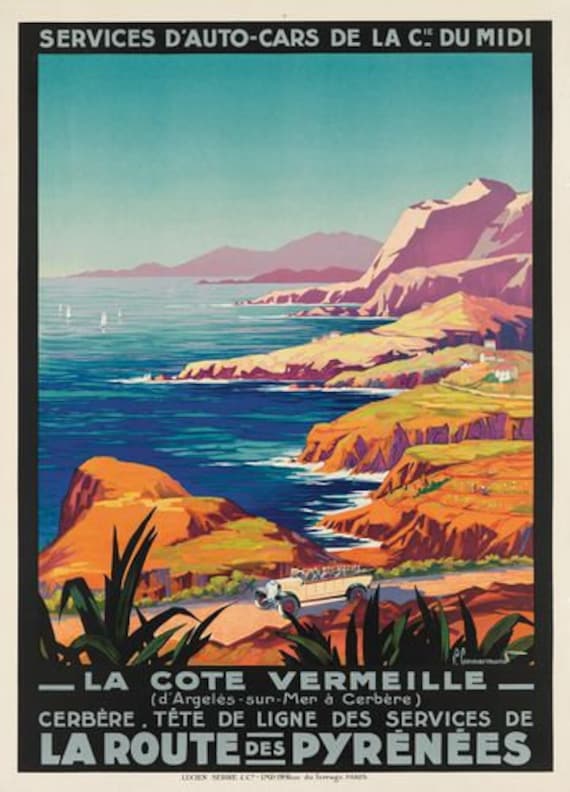 Vintage French Pyrenees Tourism Poster A3 Print