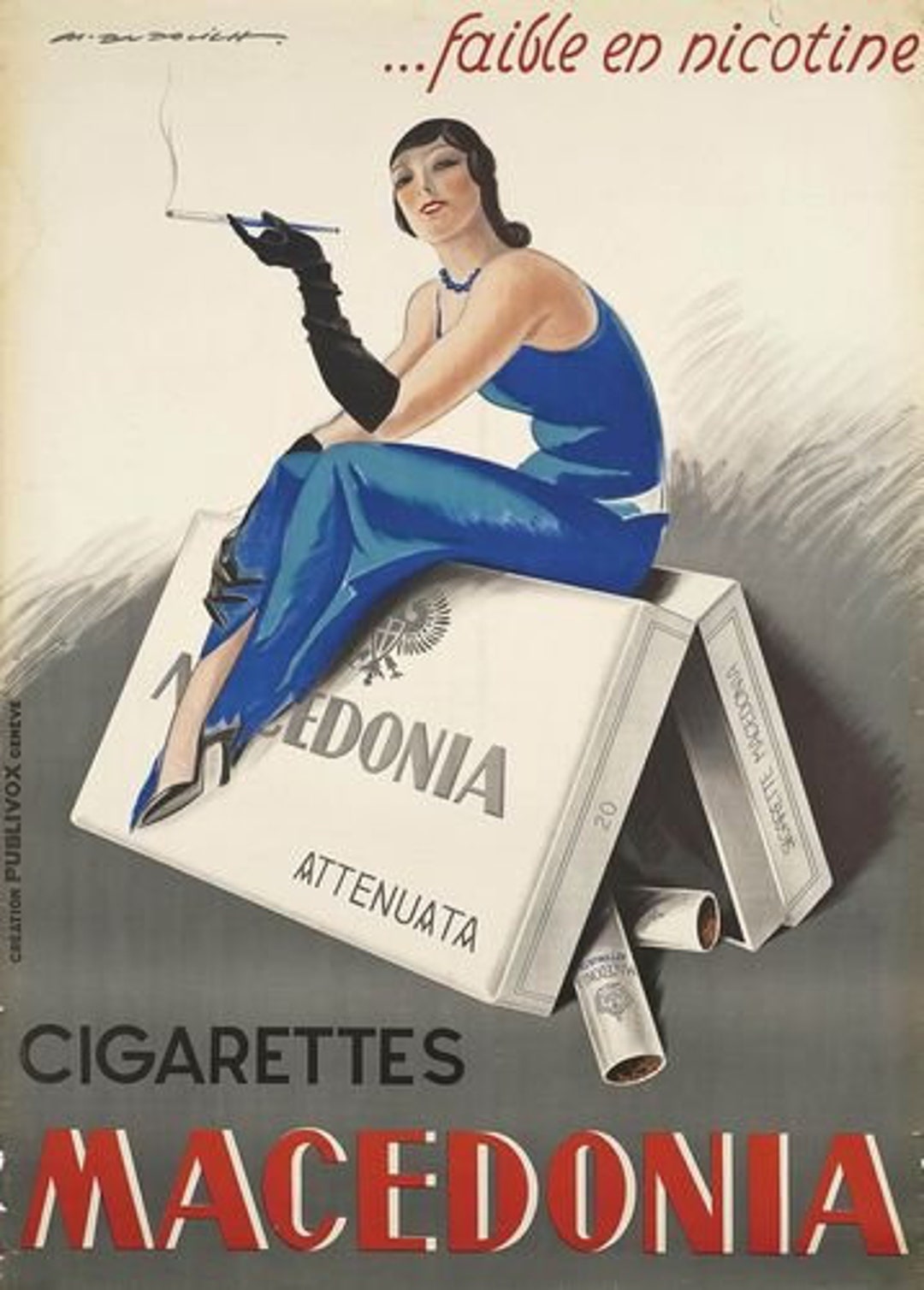 Vintage Art Deco French Cigarette Advertisement Poster A3/A2/A1