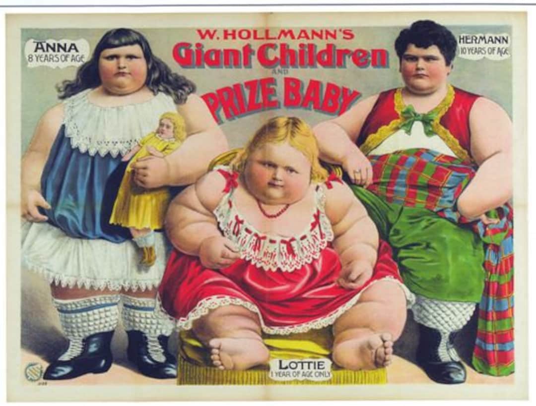 Vintage Circus Freak Show Poster Giant Children A3 / A2