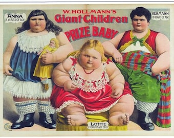 Vintage Circus Freak Show Poster Giant Children A3 / A2 Print