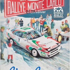 Vintage 1993 Monte Carlo Rally Motor Racing Poster A3 Print