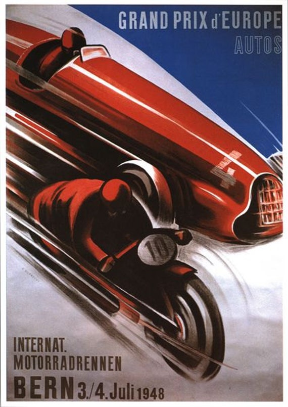 Vintage Mercedes Benz 1938 Swiss Grand Prix Motor Racing Poster A3 Print