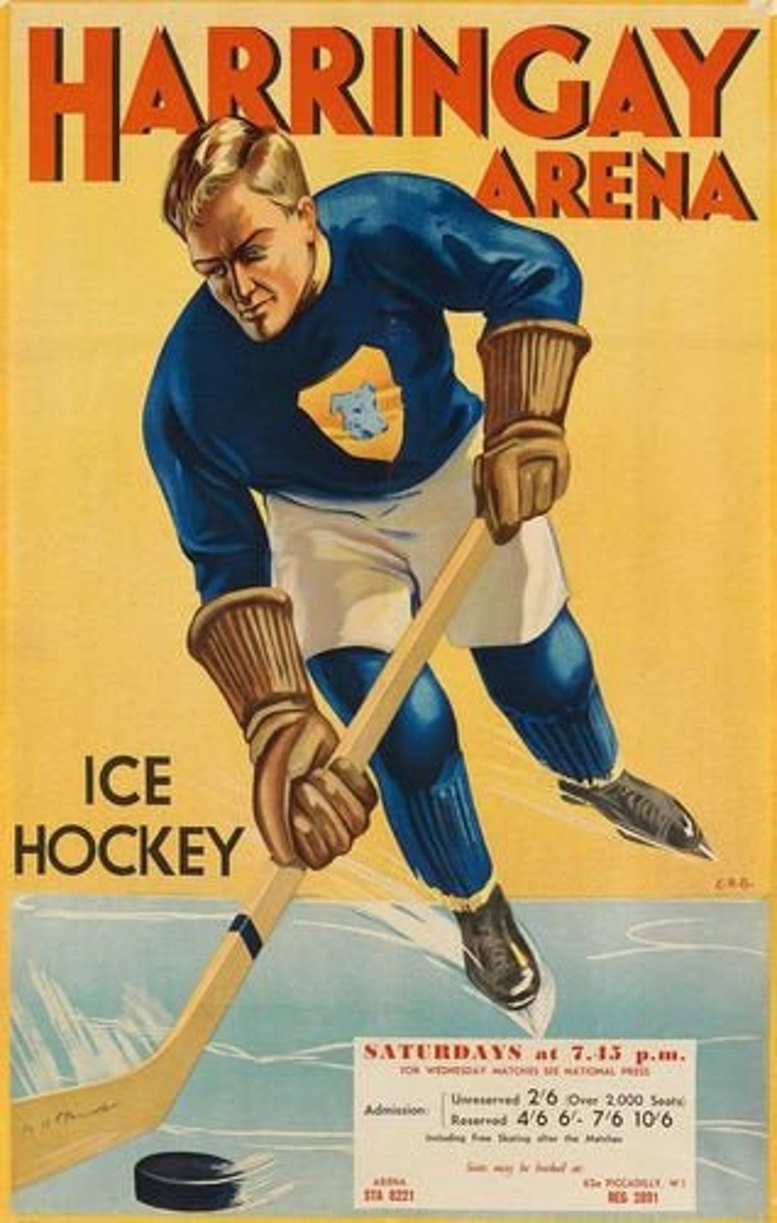 Vintage Harringay Arena London Ice Hockey Poster A3 Print Etsy