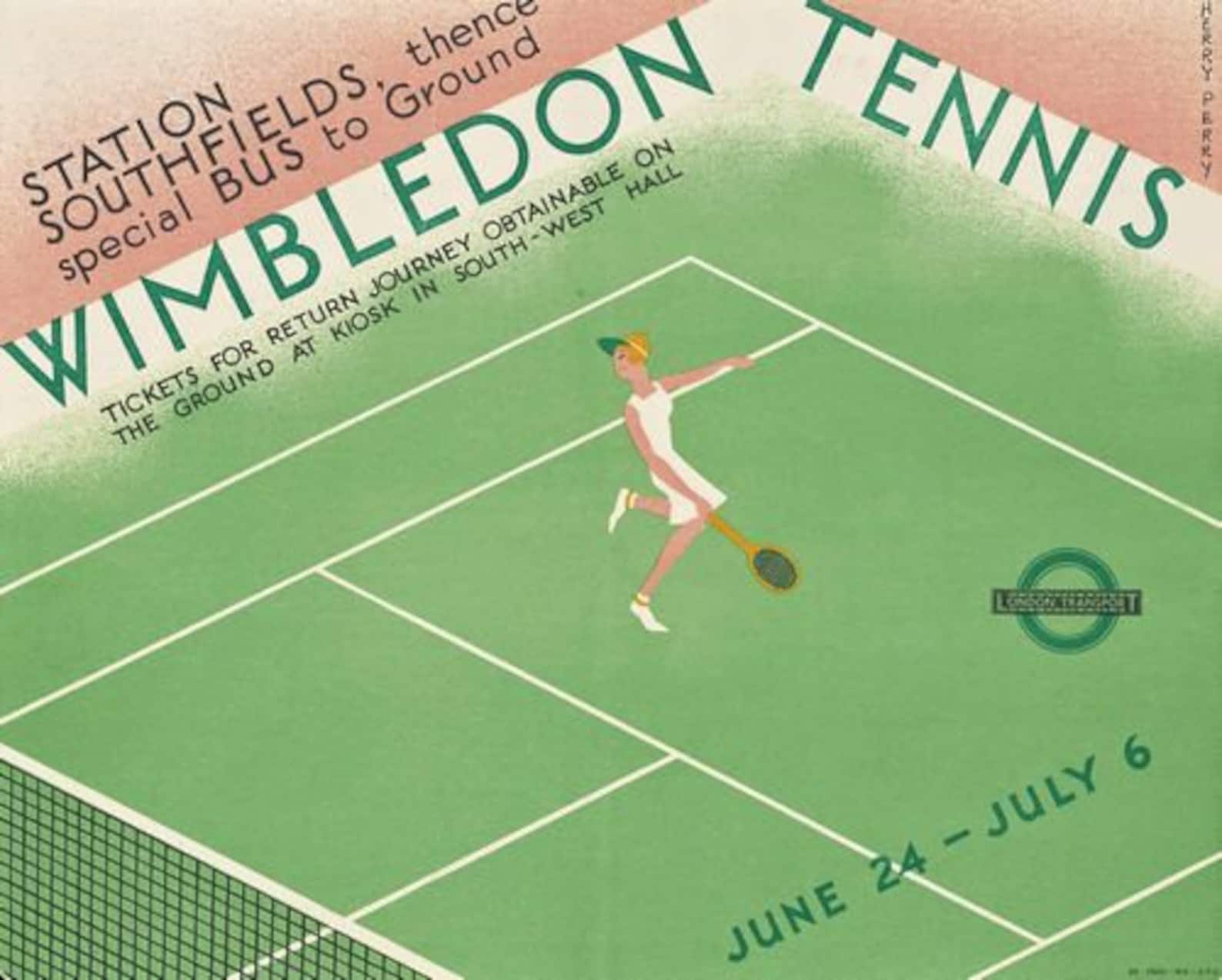 Affiche Transport Tennis Wimbledon 1930 – Poster Print A3/A4 – Belgique