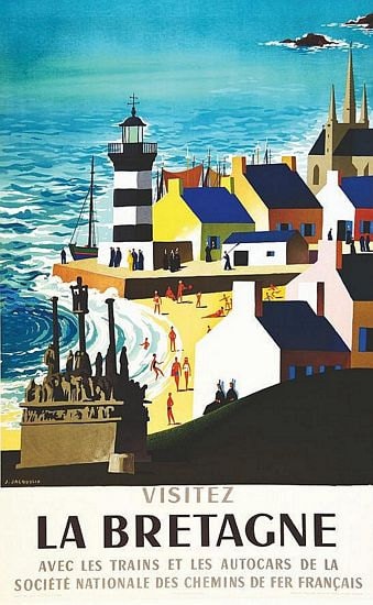 Vintage Bretagne Brittany French Tourism Poster A3 Print - Etsy