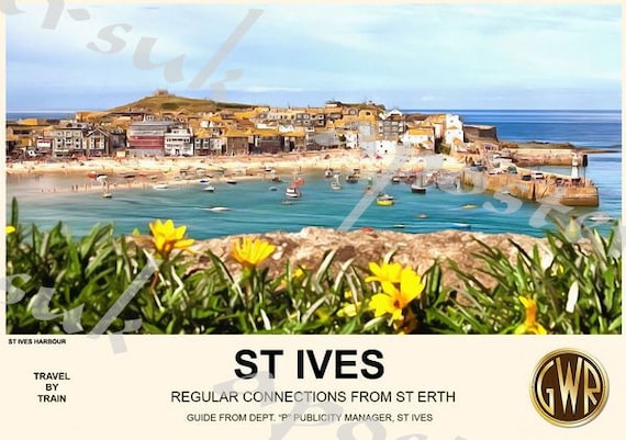 2 A2 Vintage GWR/LMS Railway Poster A1 A3 A4 Sizes ST Ives Cornwall 2 A2 Vintage GWR/LMS Railway Poster A1 A3 A4 Sizes ST Ives Cornwall