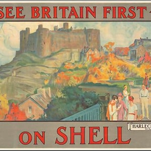 Vintage Harlech Castle Muschel Werbeposter Druck A3