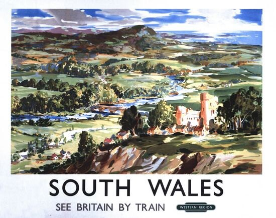 Vintage British Rail Cardiff Castle Railway Poster A3/A2/A1 Print
