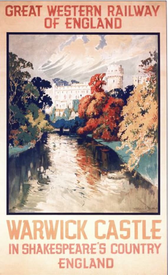 Vintage  British Rail Warwick Castle Railway Poster A4/A3/A2/A1 Print 