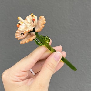 Glass Flower for Vase - Flower with Long Stem Figurine - Art Glass Flower Sculpture - Flower Gift for Lover - Flower Gift for Women and Mom