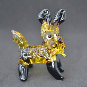 Glass Dog Figurine - Small Glass Dog Sculpture - Decorative Glass Dog Ornament - Glass Dog Miniature - Collectible Glass Dog Statue