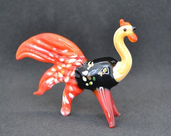 Figura de pollo de cristal hecha a mano: decoración coleccionable para el hogar (6,35 x 5 cm)