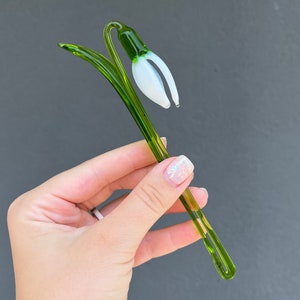 Blown Glass Snowdrop Flower: Delicate Floral Wall Art (6.5 inches)