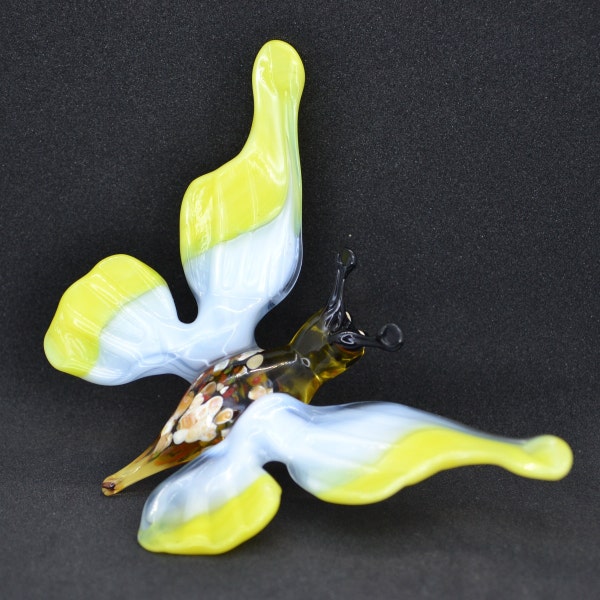 Glazen vlinder beeldje - Glas geblazen vlinder sculptuur - Witte glazen vlinder presse-papier - Glazen vlinder home decor ornament